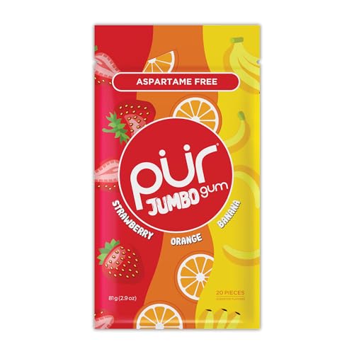 Pur Gum - Jumbo Straw Orange Banana, 2.9 oz (Pack of 10) - Gluten-Free Chewing Gum