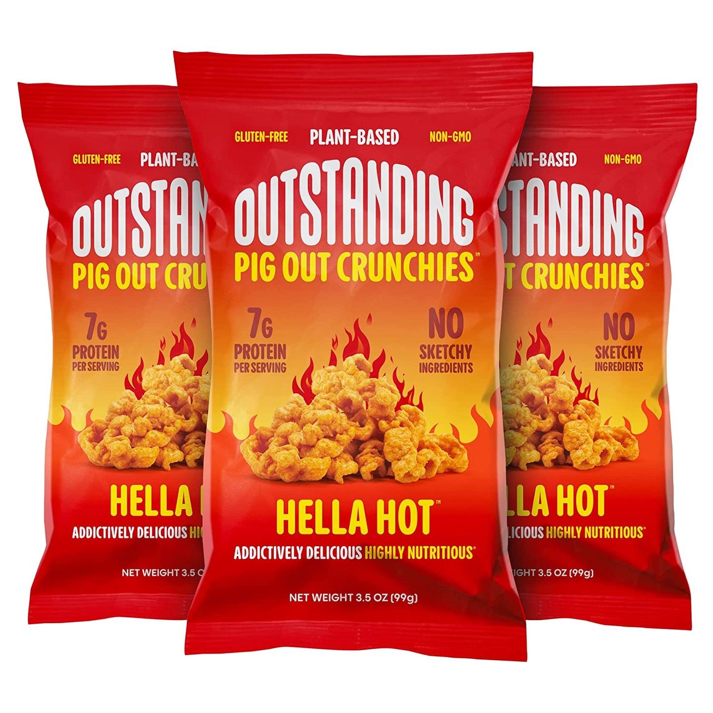 Outstanding Foods - Pig Out Crunchies - Hella Hot 3.5 Oz (Pack of 12)