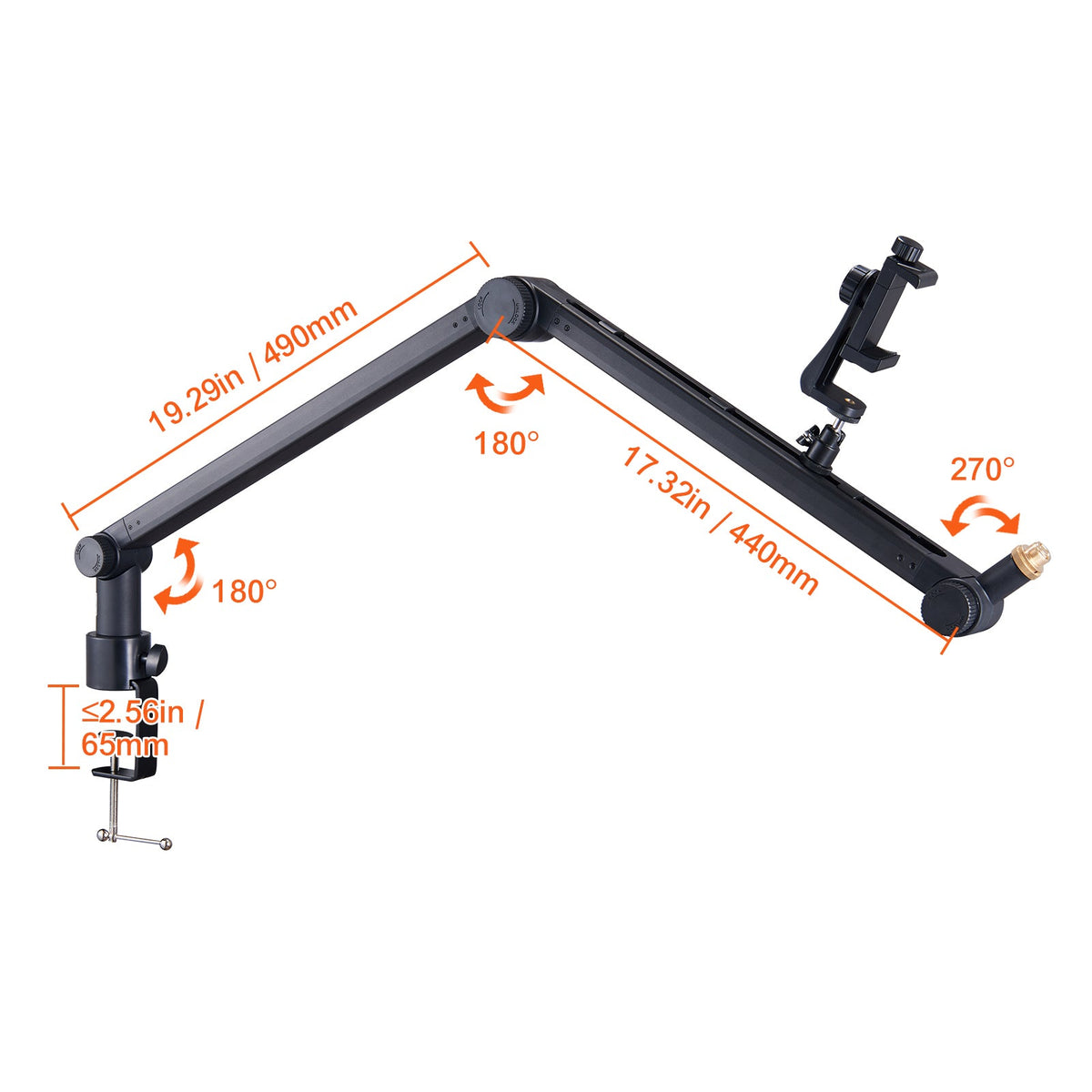 VEVOR Microphone Boom Arm With Desk Mount, Adjustable Mic Stand With Adapter Port, For Recording Blue Hyperx Quadcast Blue Snowball Shure SM7B Audio Technica