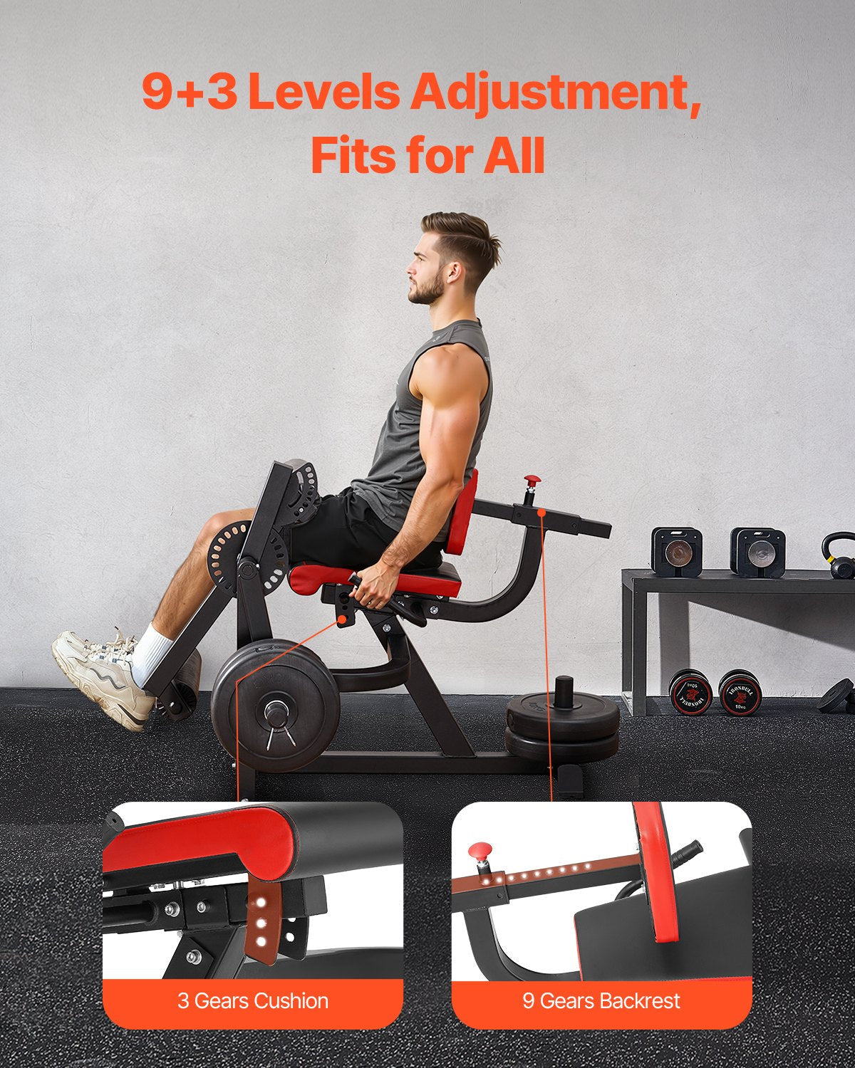 Leg Extension And Curl Machine, 700 Lbs Capacity Lower Body Special Leg Machines, Adjustable Leg Exercise Bench, Leg Rotary Extension For Thigh, Home Gym Workout Training Weight Equipment