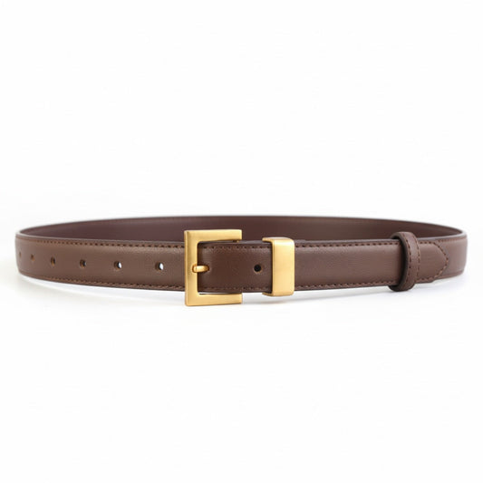 Leather Belt with Golden Buckle