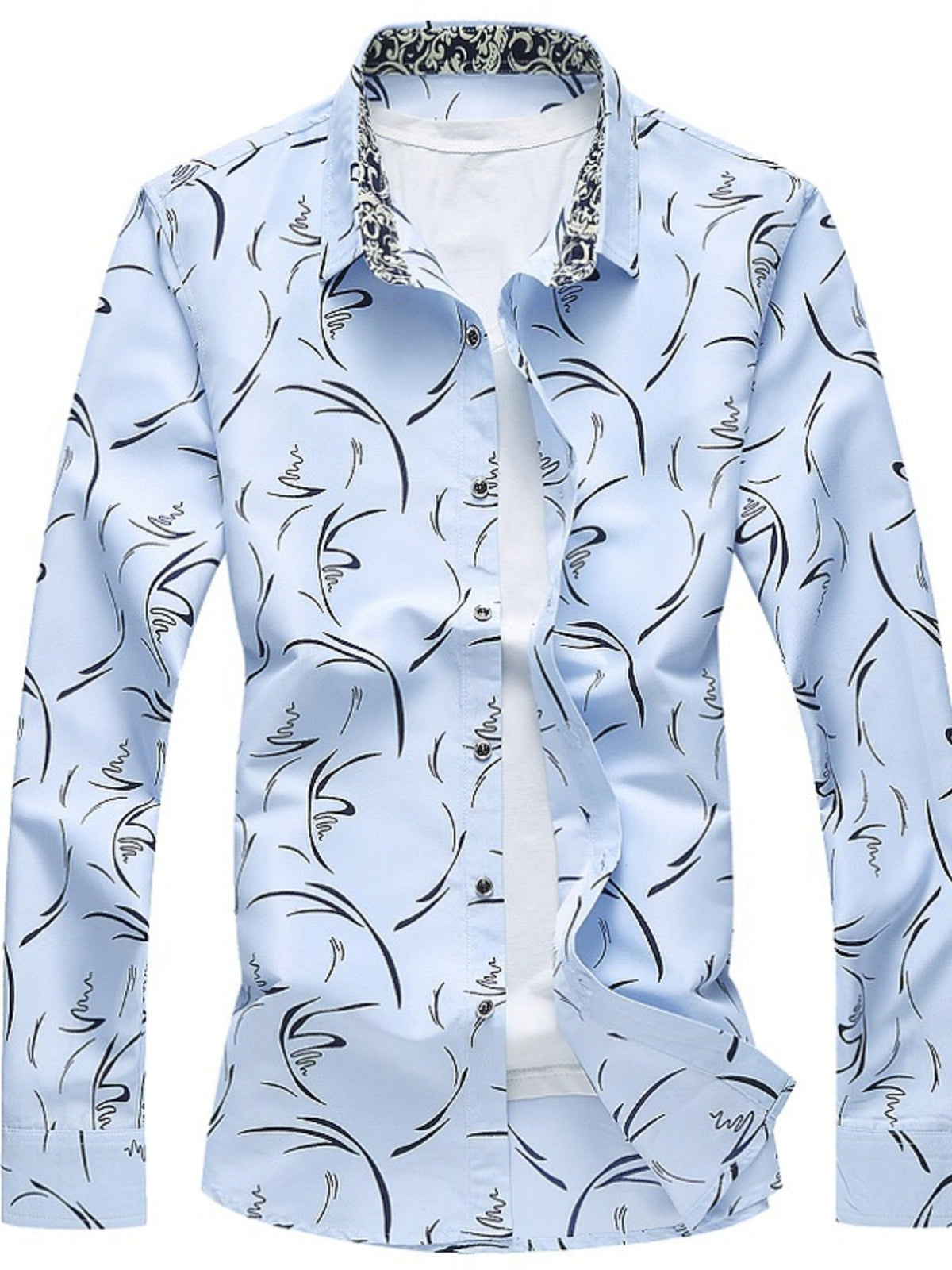 Men's Plus Size Printed Long Sleeve Shirt