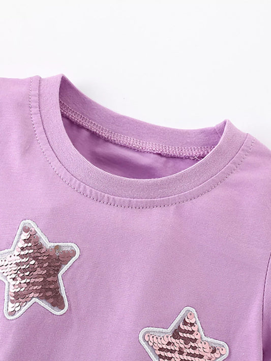 Children's Star Round Neck Tulle Hem Dress