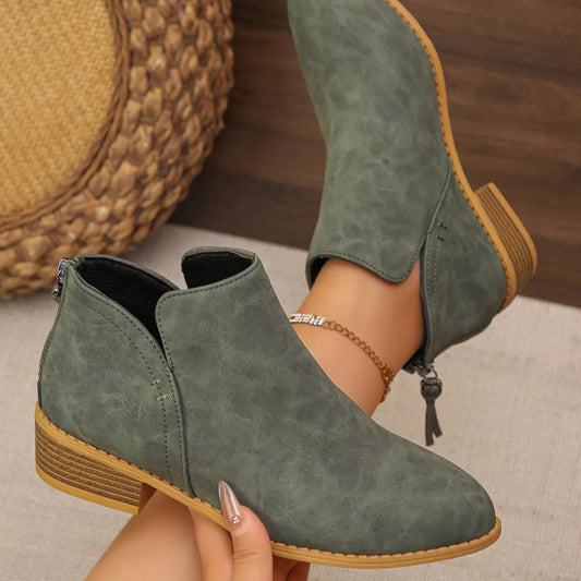 Point Toe Block Heels Boots