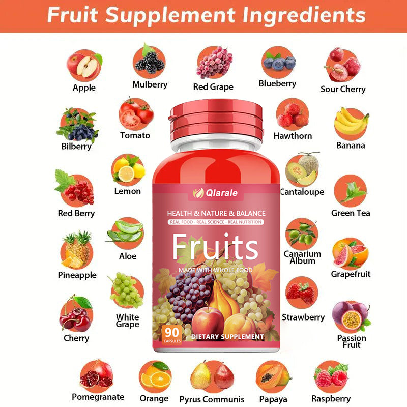 Whole Food Fruits And Veggies Supplement, 30 Servings 90 Capsules Daily 3 Caps 5 Servings Of Fresh Produce