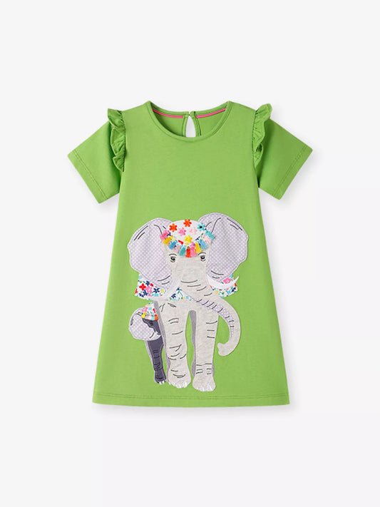 Children's Elephant Ruffle Sleeve Dress