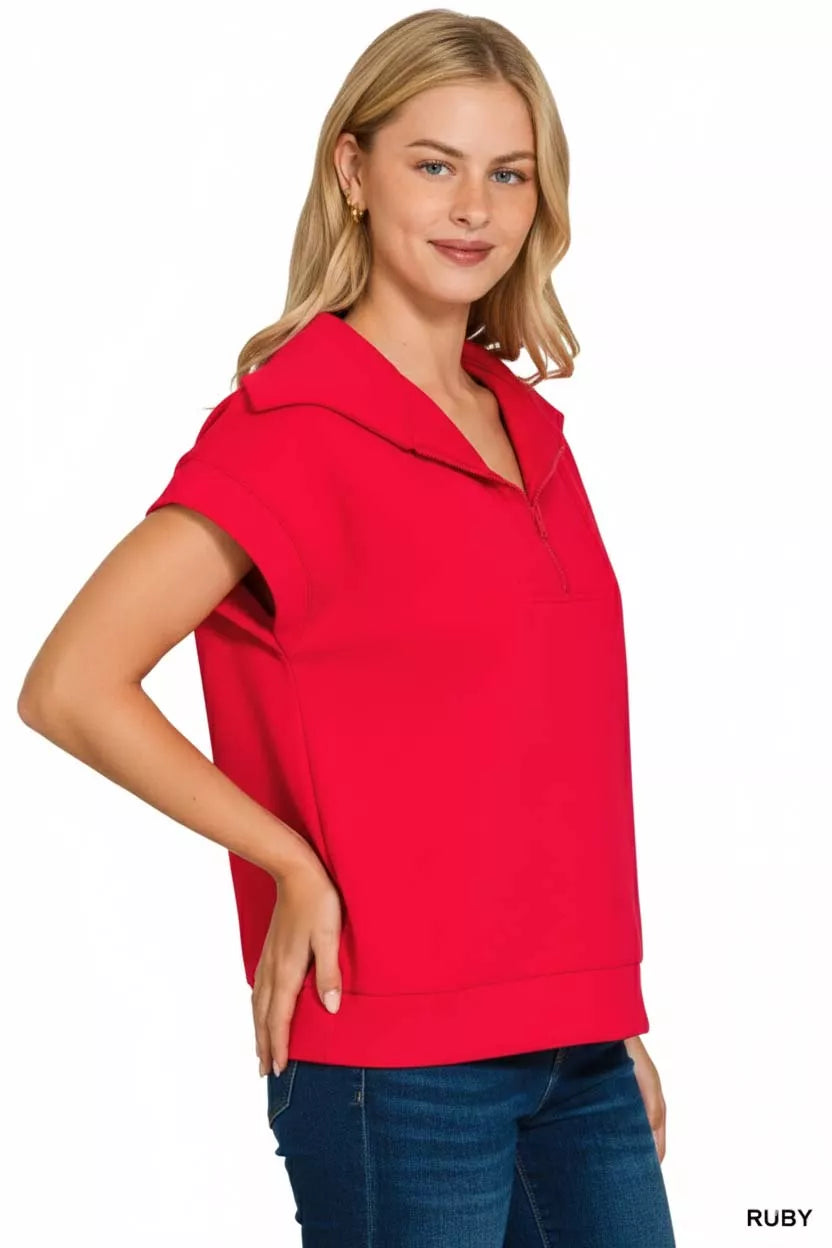 Zenana Scuba Half Zip Top