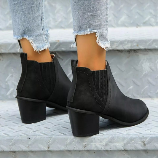 Point Toe Block Heels Boots