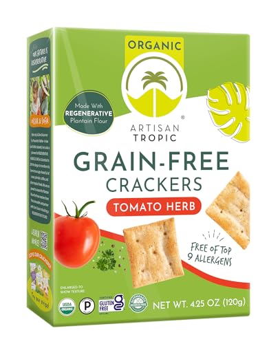 Artisan Tropic Organic Tomato Herb Crackers, 4.25 oz (Pack of 6) - Gluten-Free Snacks