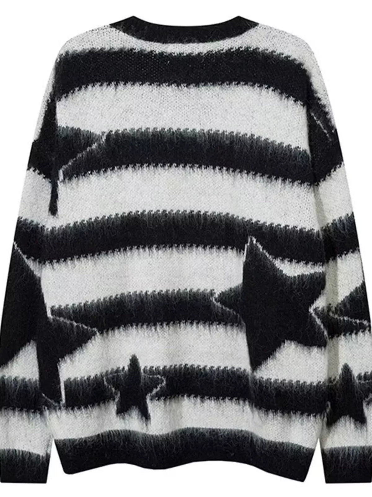 Men's Star Pattern Striped Knit Sweater