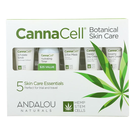 Andalou Naturals Cannacell Botanical Skin Care Regimen, 5-Count Regenerating Essentials