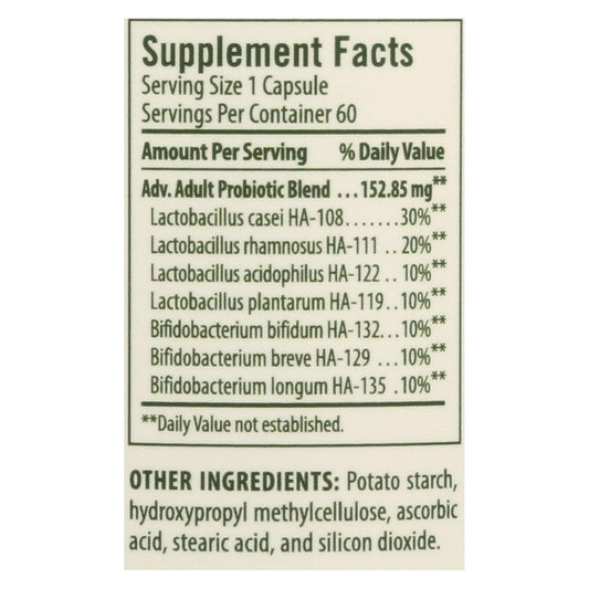 Flora Advanced Adult Probiotics for Digestive Health - 60 Caplets