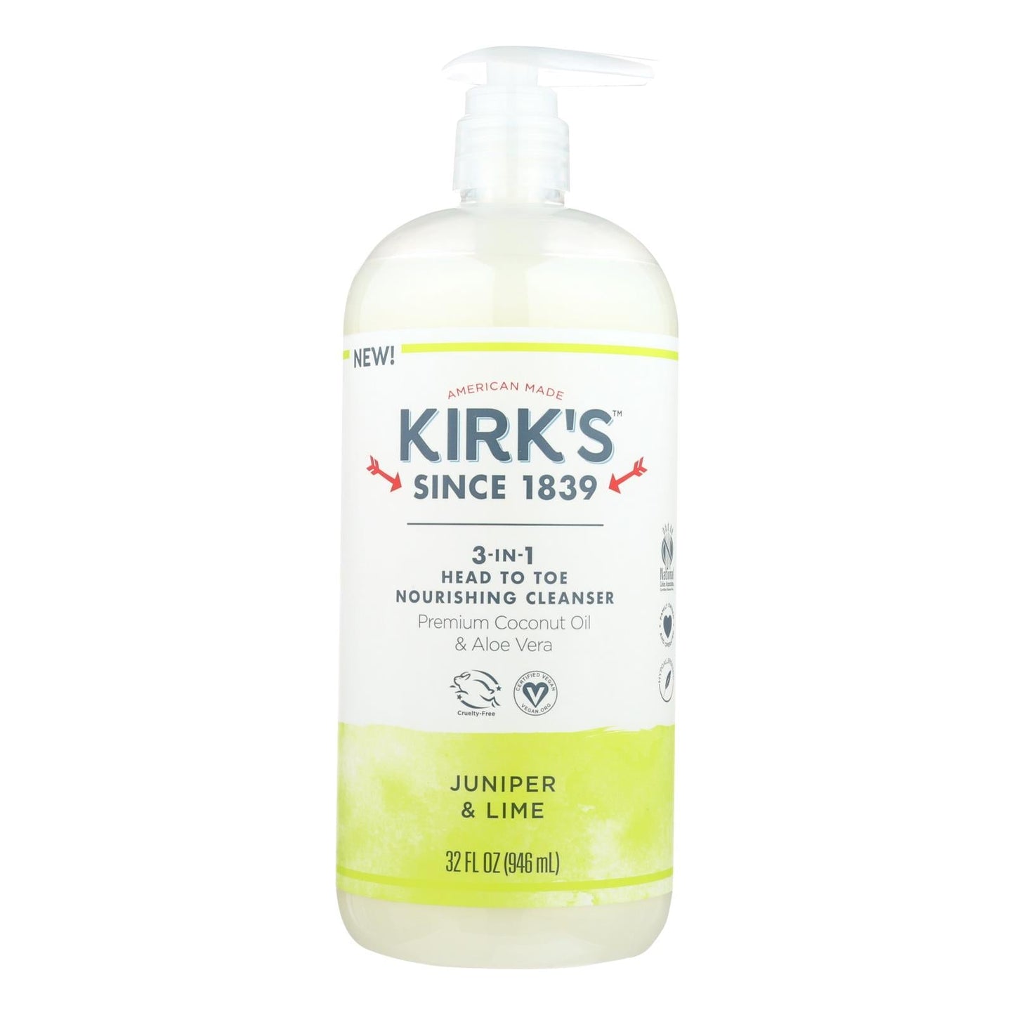 Kirk's 3-in-1 Cleanser with Invigorating Juniper Lime Scent (32 Fl. Oz.)