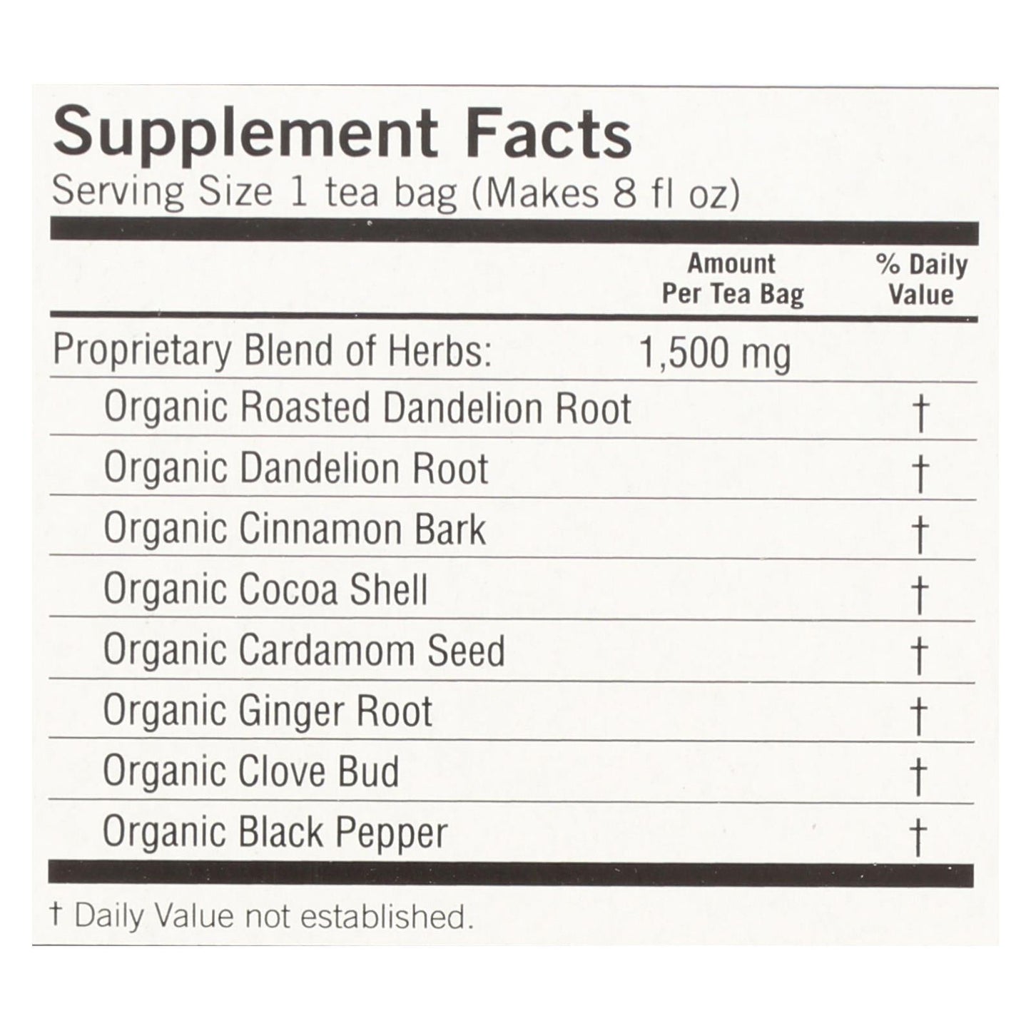 Yogi Organic Roasted Dandelion Detox Herbal Tea Bags, 6x16 Count