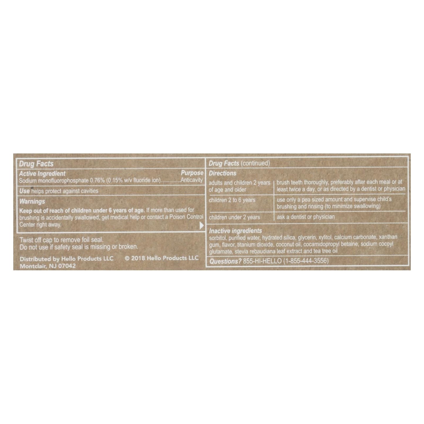 Hello Products LLC Natural Whitening Fluoride Toothpaste (Pack of 6 - 4.7 oz.)