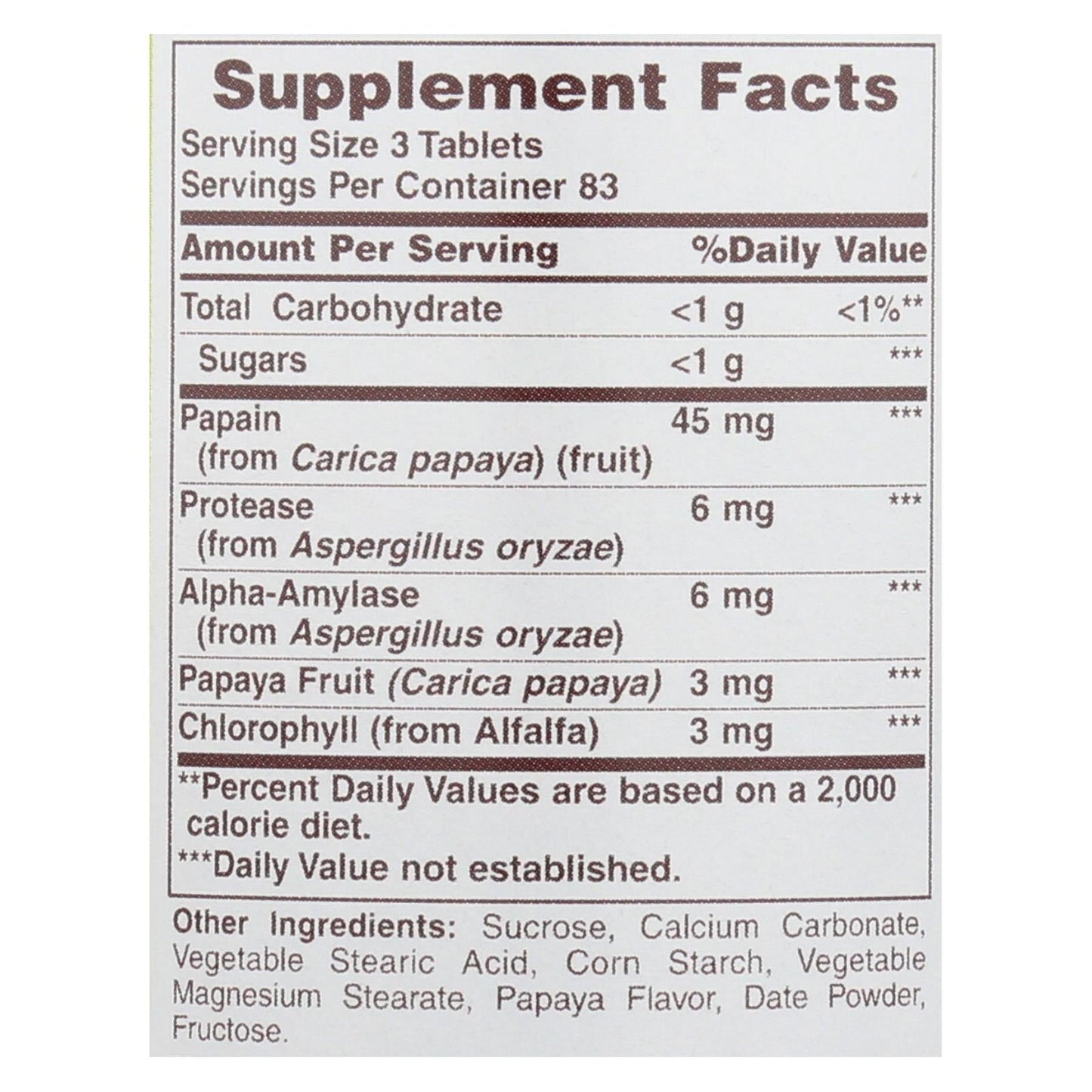 American Health Papaya Enzyme with Chlorophyll, Chewable Digestive Support, 250 Tablets