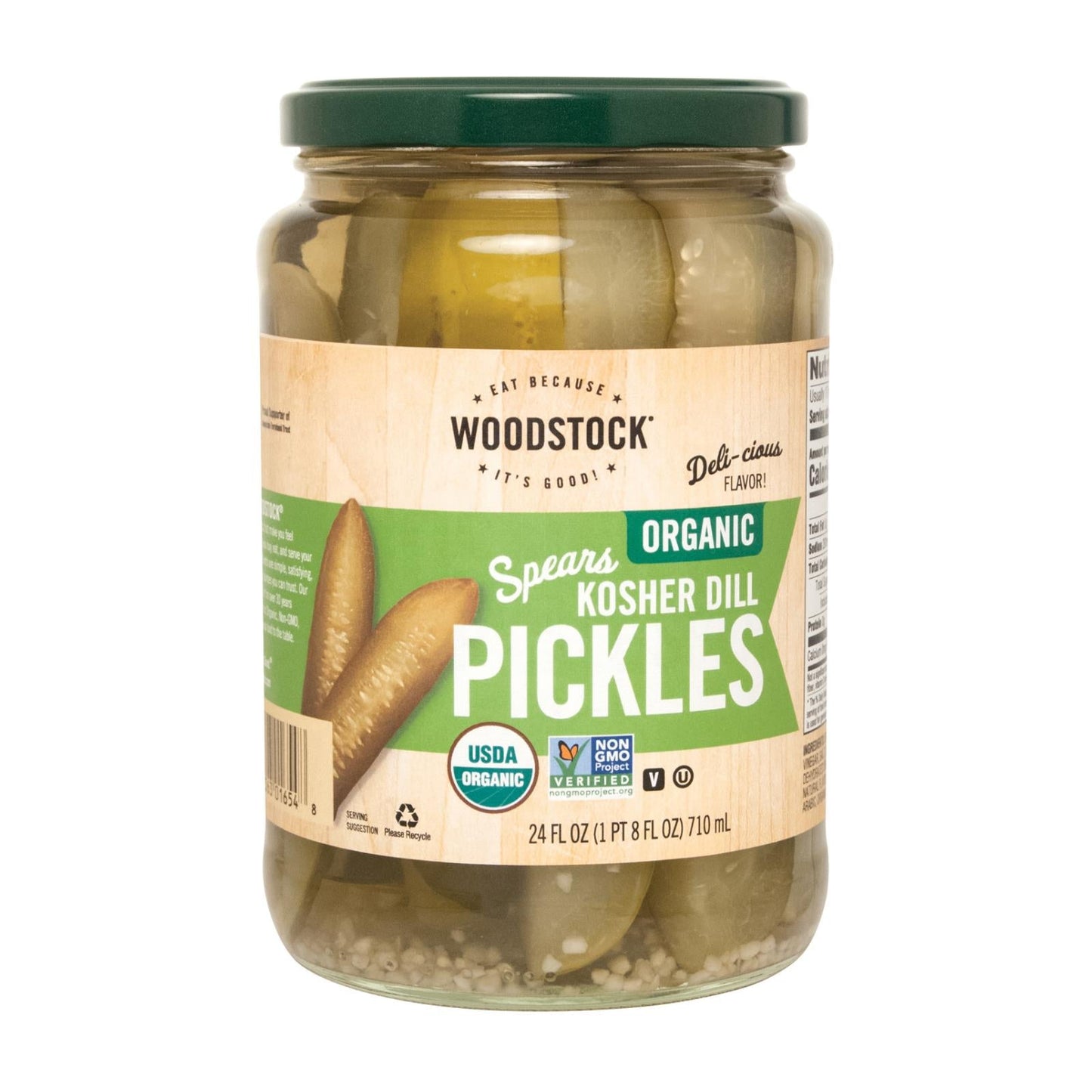 Woodstock Organic Kosher Dill Pickle Spears, 24 fl oz, Pack of 6