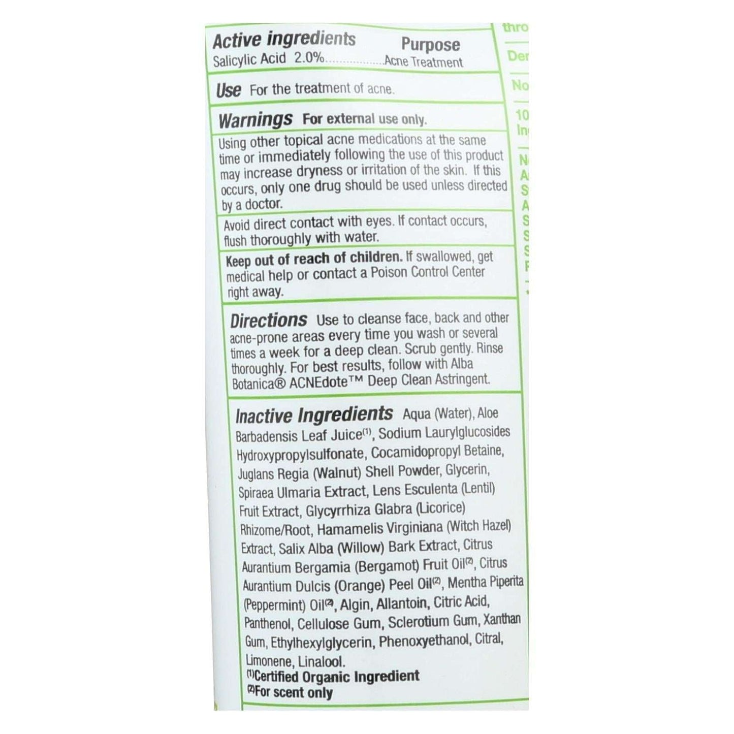 Alba Botanica Natural Acnedote 2% Salicylic Acid Exfoliating Face and Body Scrub (8 Fl Oz)