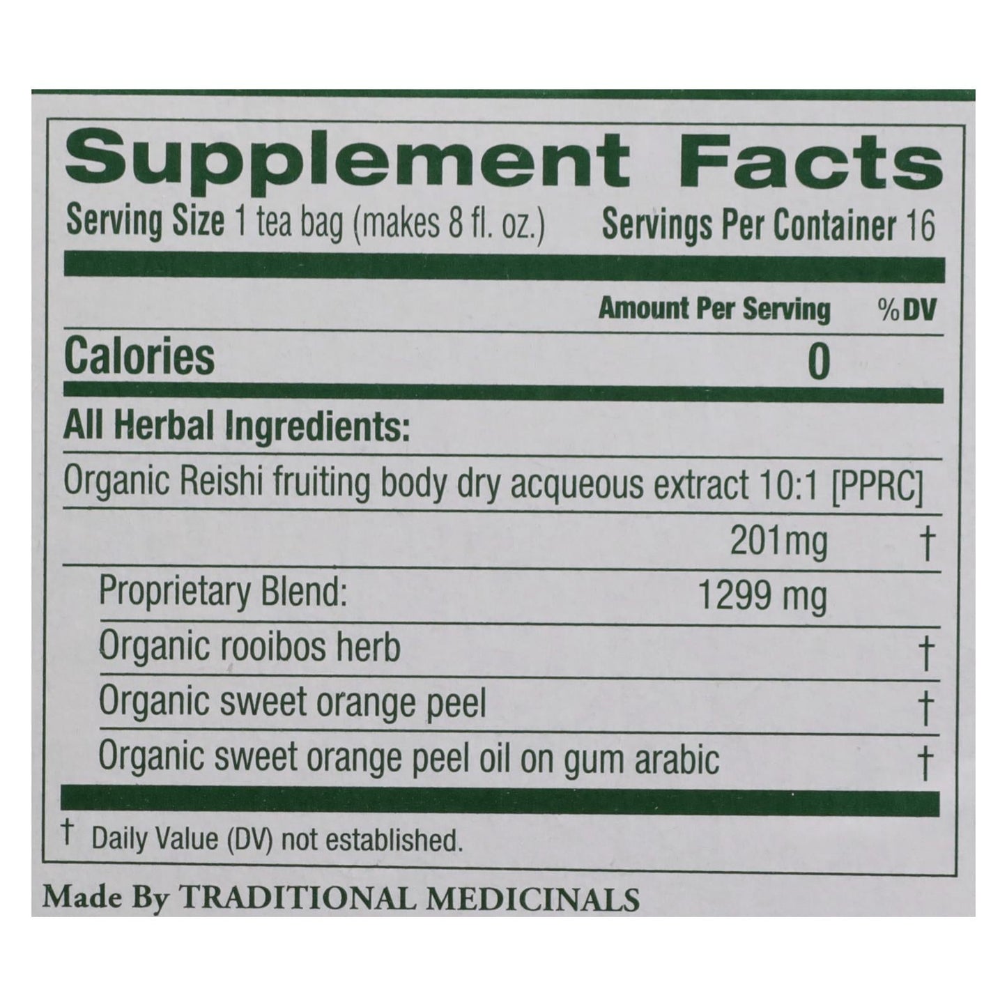 Traditional Medicinals Reishi Organic Mushroom Herbal Tea, Stress Relief Support, 16 Tea Bags (Pack of 6)