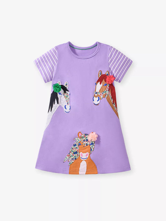 Children's Horse Short Sleeve Casual Dress