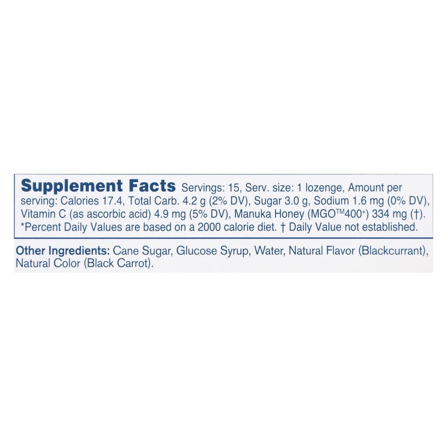 Manuka Health Manuka Honey Lozenges MGO 400+ Blackcurrant (Pack of 15)