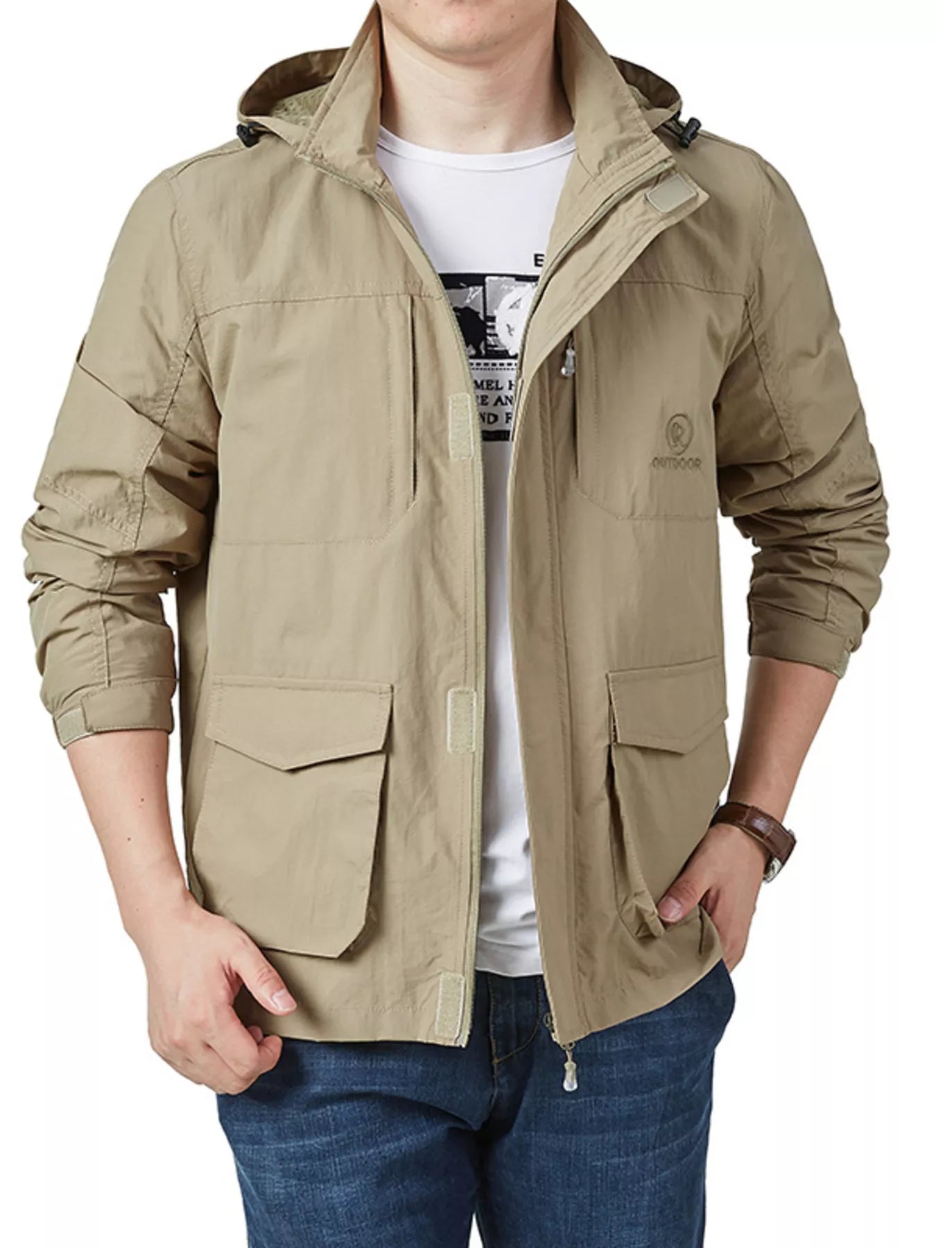 Men's Plus Size Lightweight Hooded Jacket