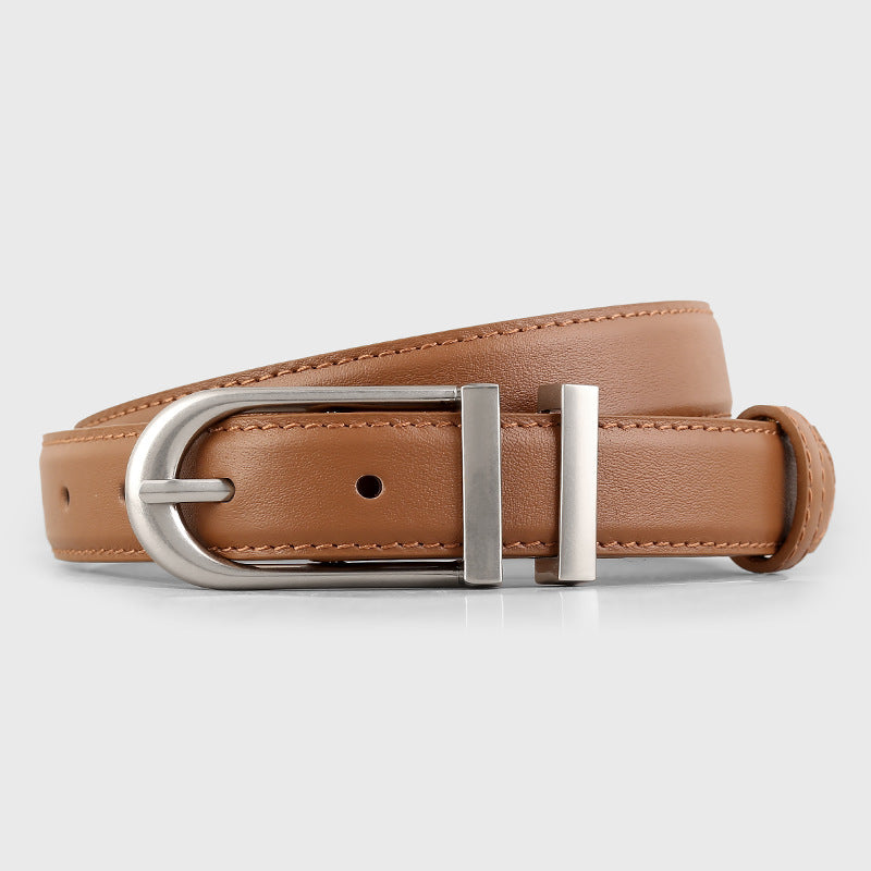 Leather Belt with Silver Buckle