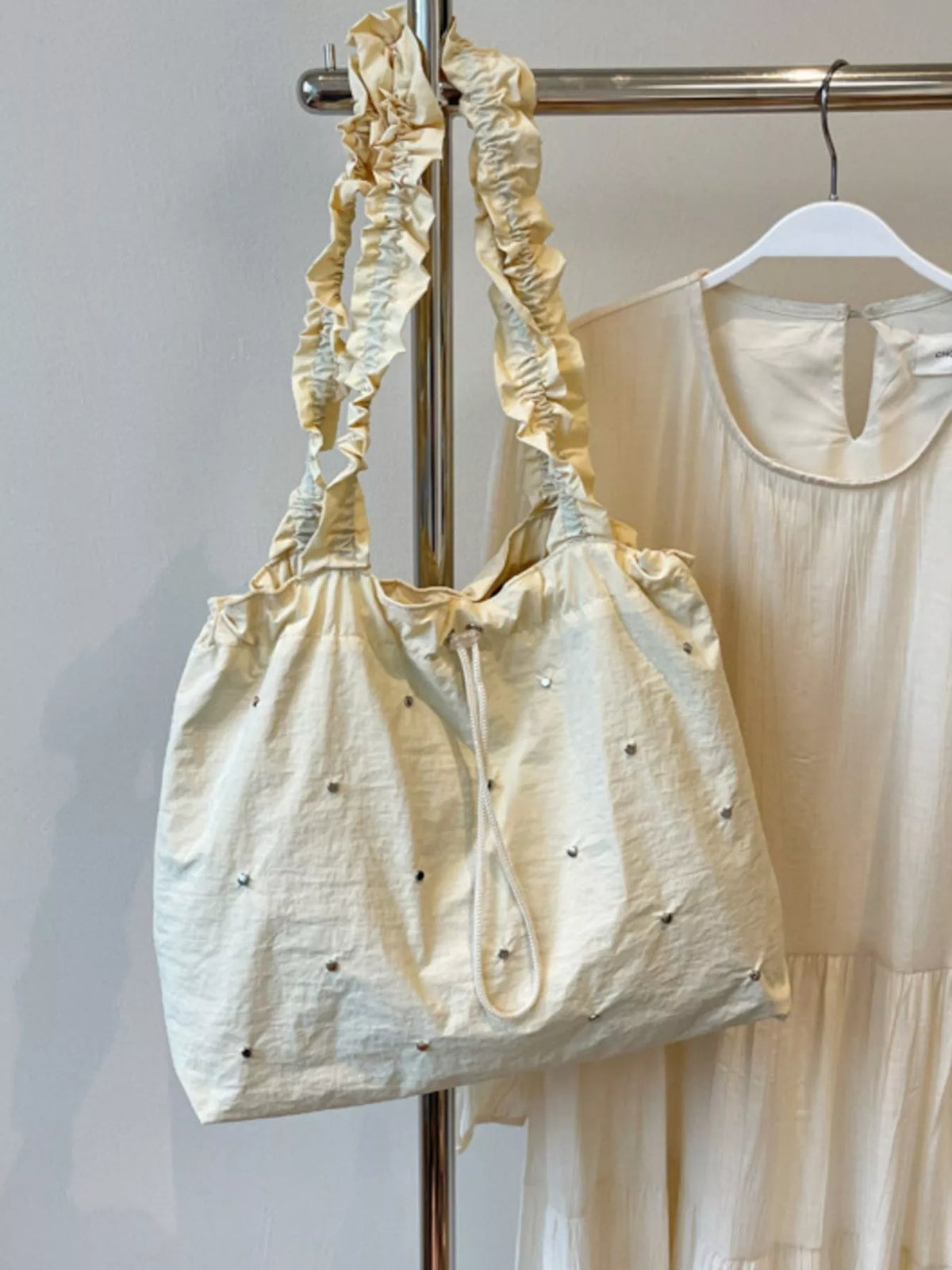 Studded Ruched Strap Handbag