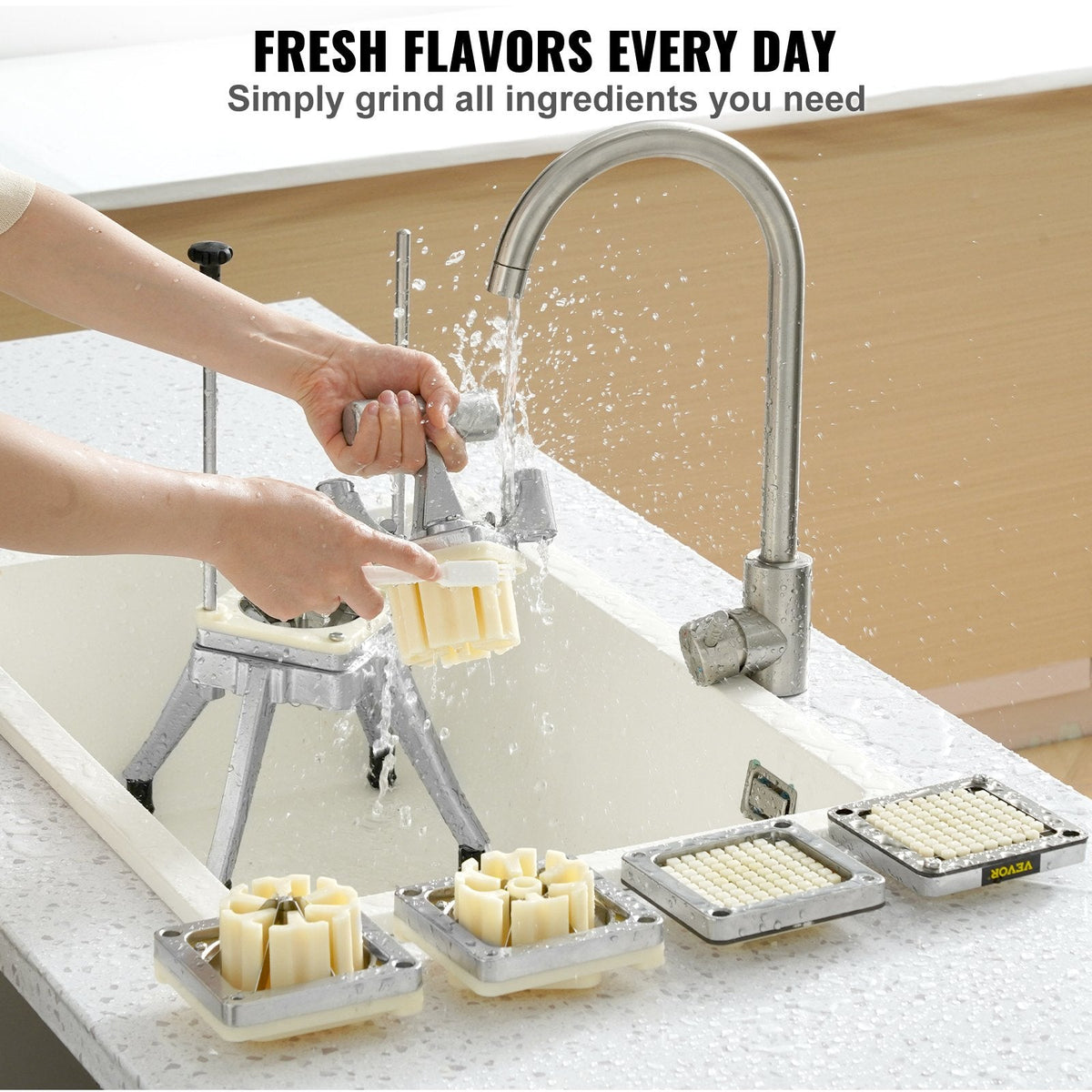 Commercial Vegetable Fruit Chopper, Stainless Steel French Fry Cutter With 4 Blades