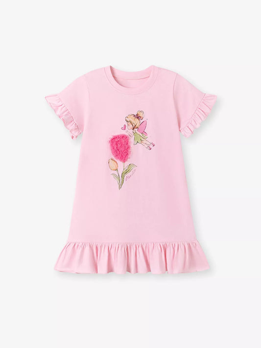 Children's Ruffled Hem Short Sleeve Dress