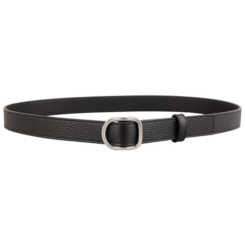 Leather Belt with Silver Buckle