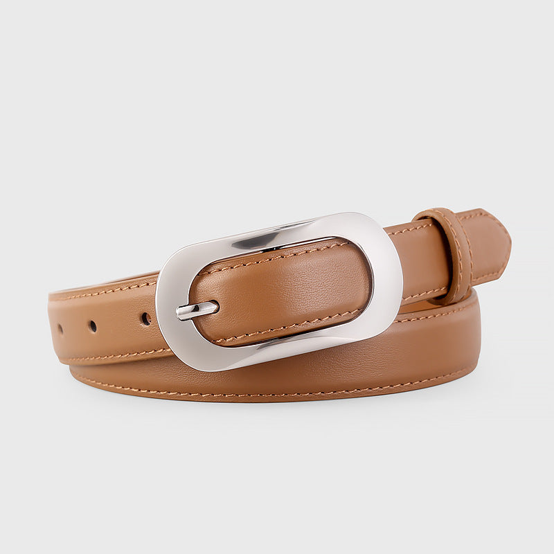 Silver Buckle Leather Belt