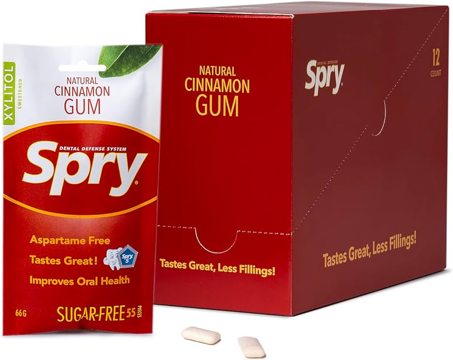 Spry - Cinnamon Gum, 55 ct (Pack of 12) - Sugar Free Chewing Gum