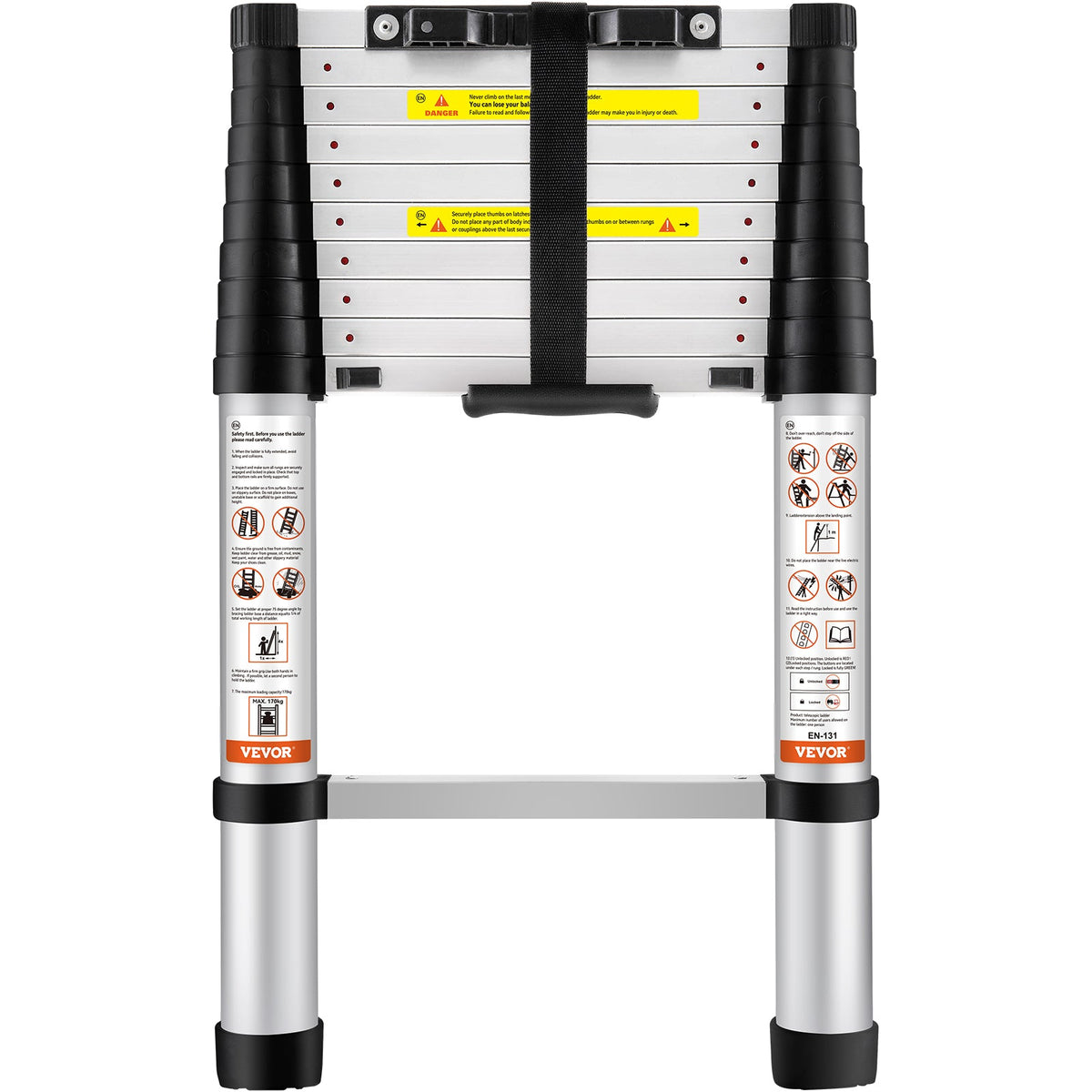 VEVOR Telescoping Ladder Aluminum Extension Step 10.5 Ft Multi-purpose Portable