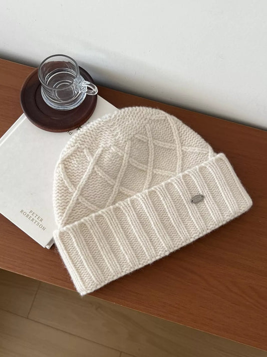 Wool Cozy Knit Beanie Hat