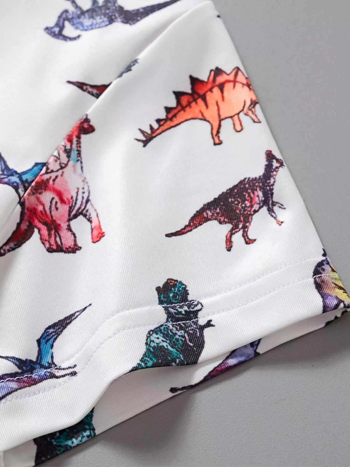 Children's Dinosaur Print Round Neck Top and Shorts Set