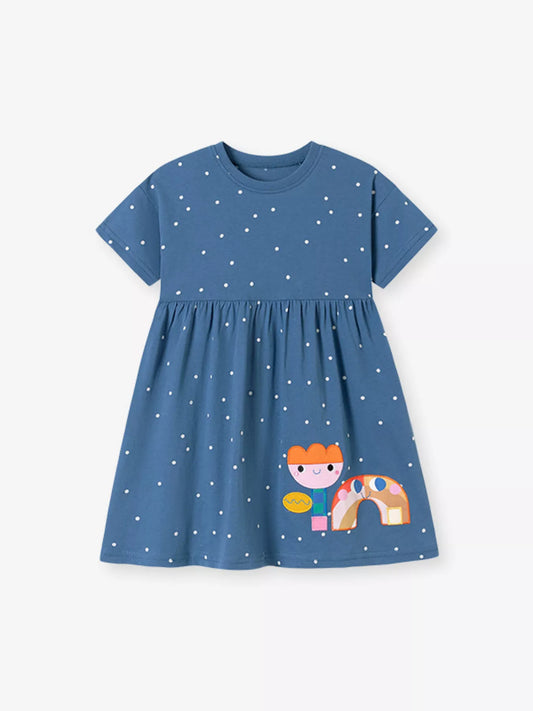 Children's Polka Dot Short Sleeve Casual Dress