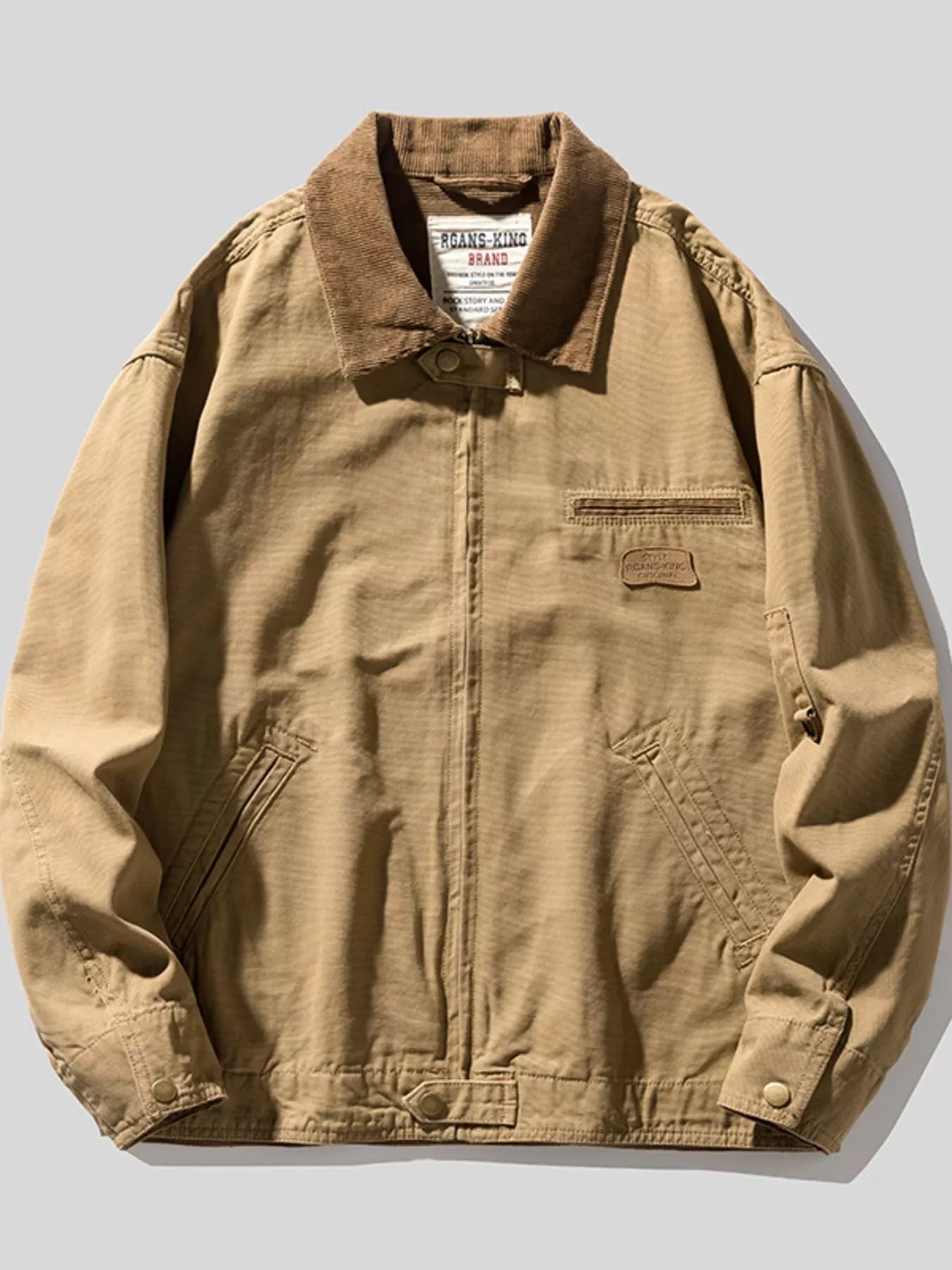 Men's Full Size Zip UP Long Sleeve Jacket Plus Size