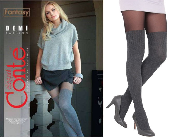 Conte Demi 60 Den - Fantasy Opaque Women's Tights with Imitation Mélange Golfs (13С-71СП)