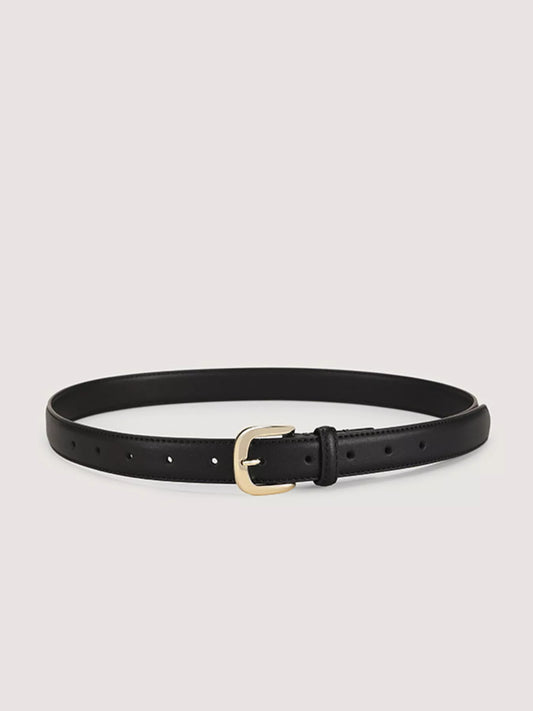 Cowhide Leather Belt with Golden Buckle