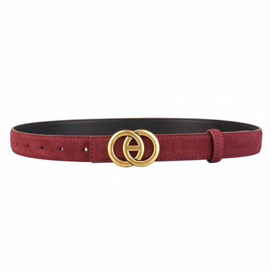 Golden Buckle Leather Belt