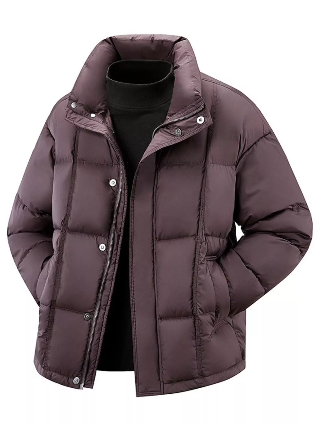 Men's Plus Size Snap Down Padded Puffer Jacket
