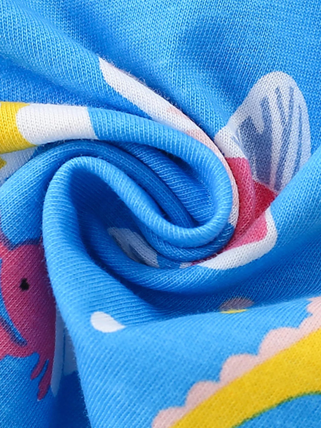 Children's Ocean Print Round Neck Top and Shorts Set