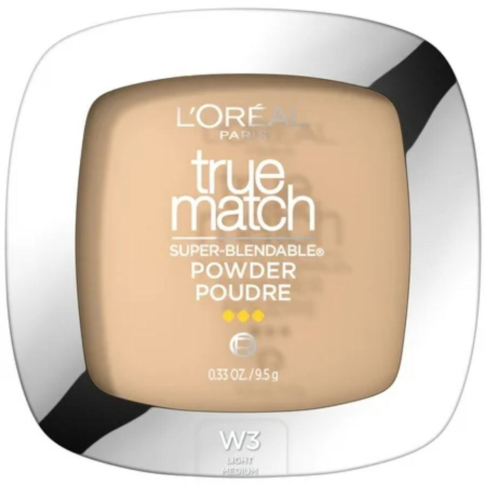 L'Oreal Paris True Match Super (Blendable Oil, Free Makeup Powder, W3 Light Medium, 0.33oz)