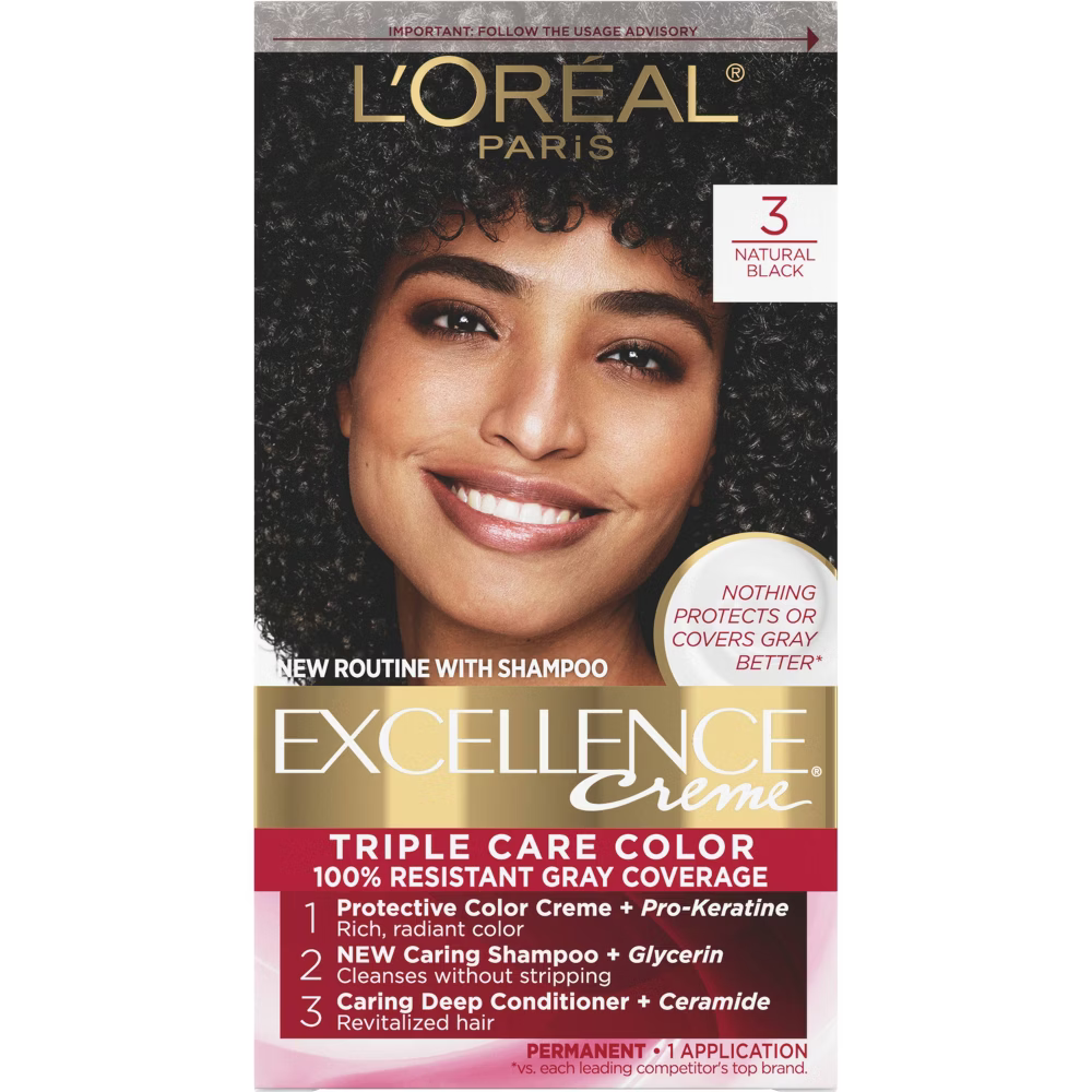 L'Oréal Paris Excellence Triple Protection Permanent Hair Color - 3 Natural Black (6.3 fl oz)