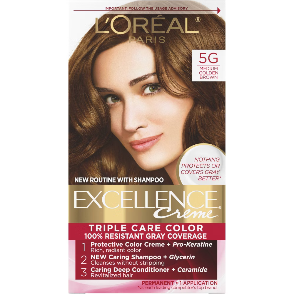 L'Oréal Paris Excellence Triple Protection Permanent Hair Color - 5G Medium Golden Brown (6.3 fl oz)