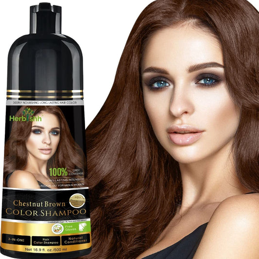 HERBISHH 3-in-1 Hair Color Shampoo for Gray Hair