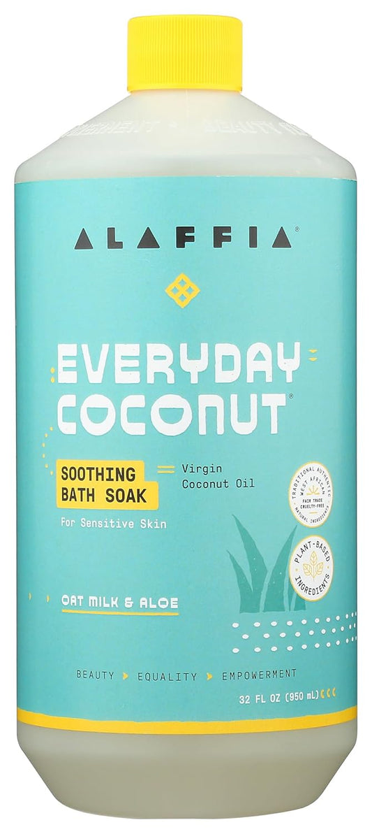Alaffia - Oat Milk Aloe Bath Soak, 32 fl oz - Soothing Skin Relief