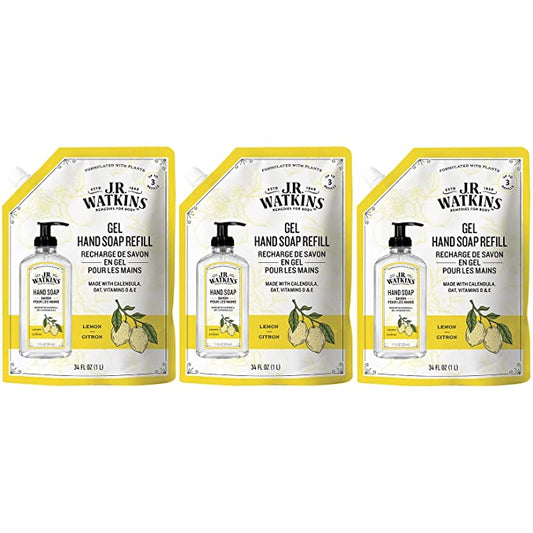 J.R. Watkins Lemon Hand Soap Gel Refill Pack (3 - 34 Fl Oz)