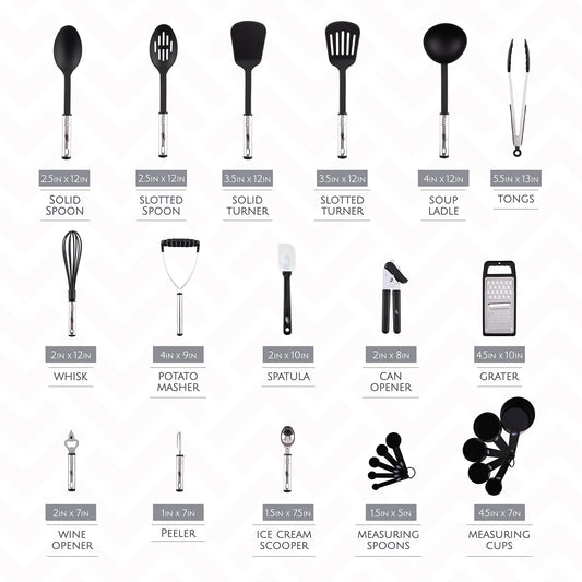 Kitchen Utensils Set, Cooking Utensil Set 24 Pcs Nylon and Stainless Steel